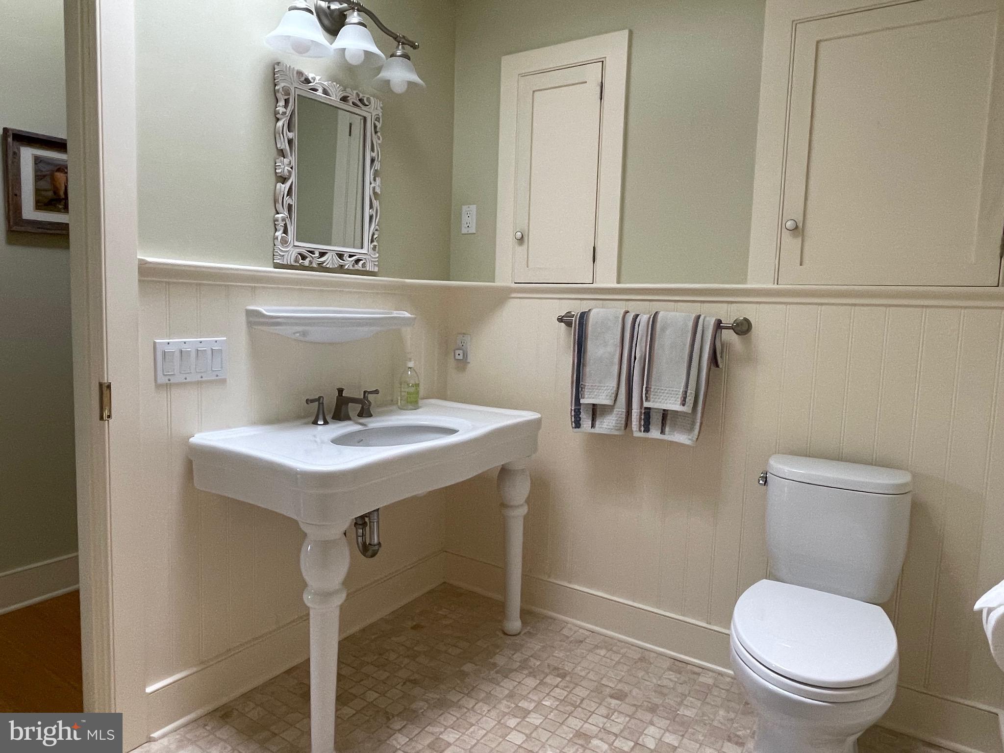 821 Long Mountain Road Washington, VA 22747 - Photo 12 of 24 a bathroom with a toilet a sink and mirror