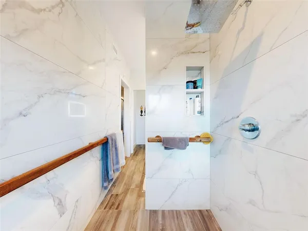 a view of a lake with a building in front of it