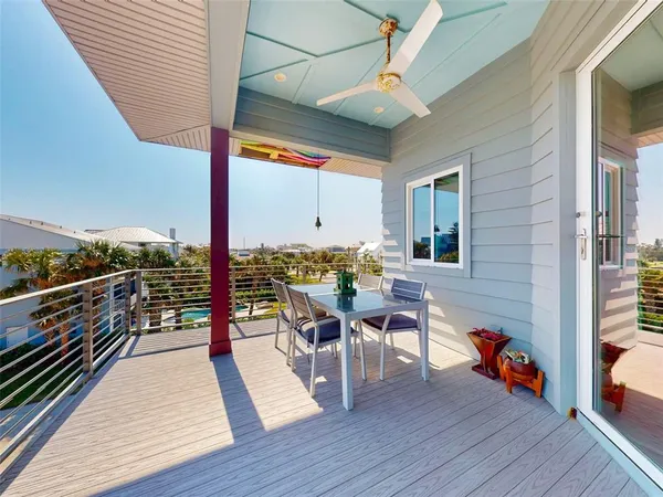 a view of a balcony with an outdoor space