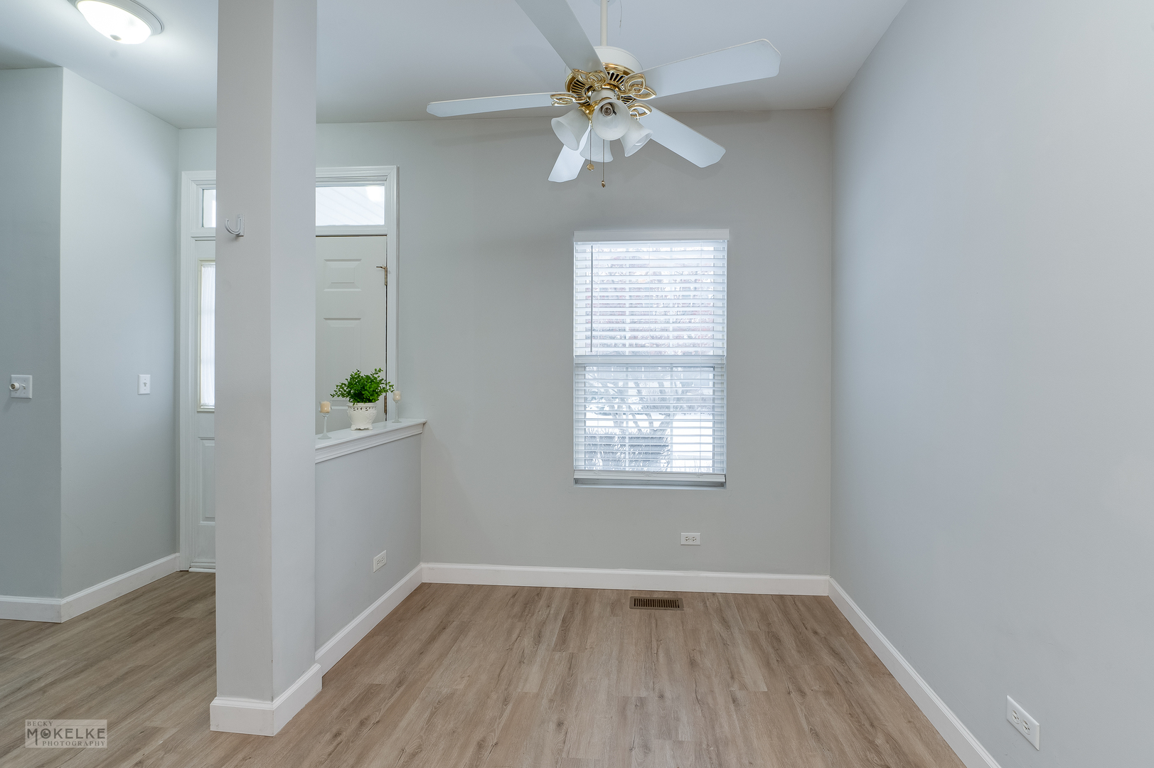 802 County Line Road, Unit 802 Aurora, IL 60502 - Photo 6 of 24 an empty room with windows and chandelier fan