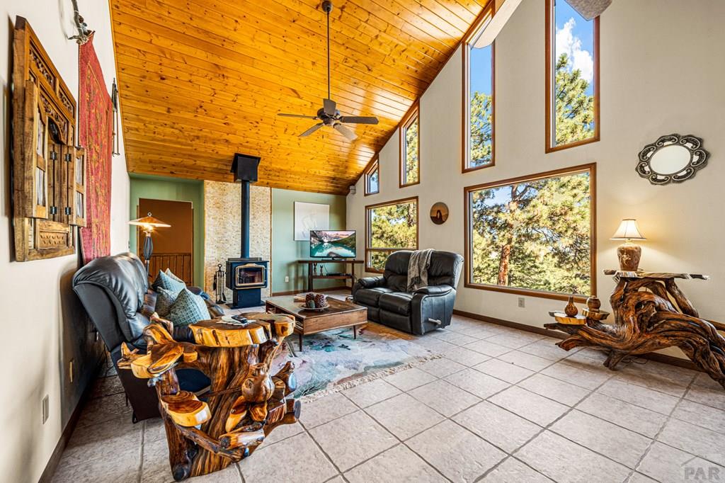 1301 Pheasant Loop Westcliffe, CO 81252 - Photo 6 of 27 a living room with fireplace furniture and a large window