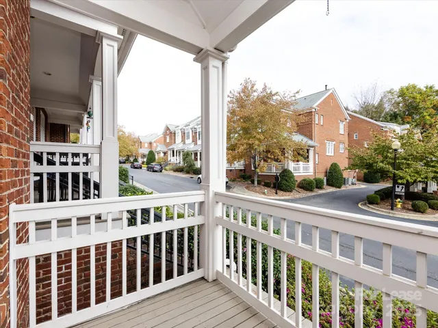a view of a building from a balcony