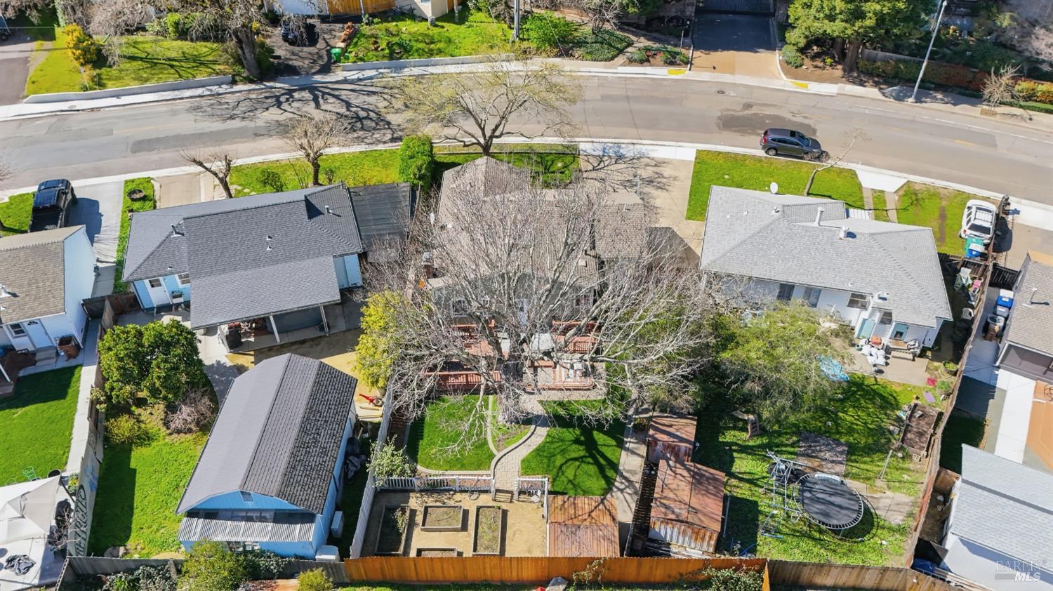 3188 Laurel Street Napa, CA 94558 - Photo 45 of 49 an aerial view of a house with a garden and plants