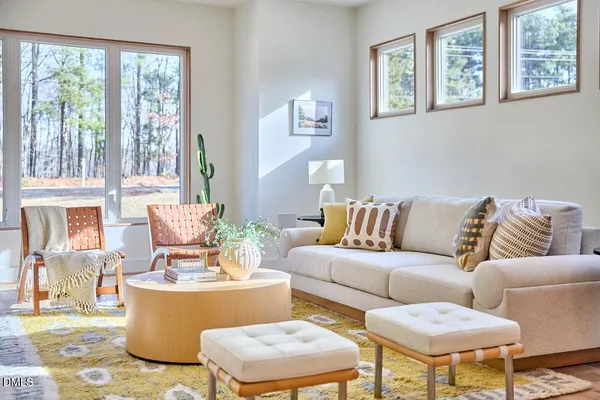 a living room with furniture and a couch