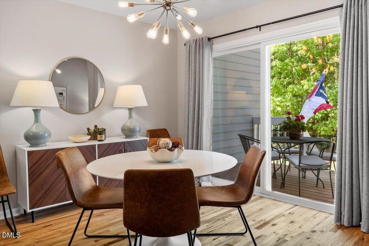 8321 Hempshire Place, Unit 103 Raleigh, NC 27613 - Photo 6 of 25 a dining room with furniture and wooden floor