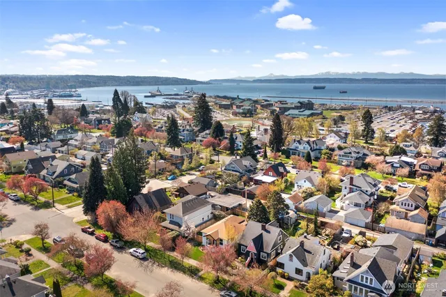 an aerial view of a city