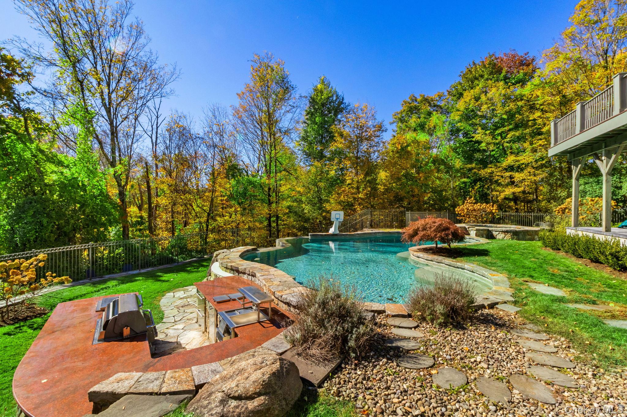 496 Long Ridge Road Bedford, NY 10576 - Photo 43 of 49 View of pool with a patio and a fenced backyard