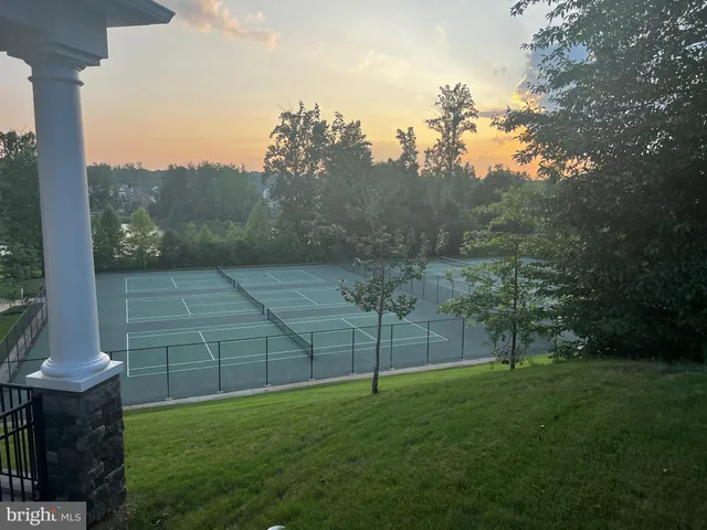 a view of a swimming pool with a patio and a yard