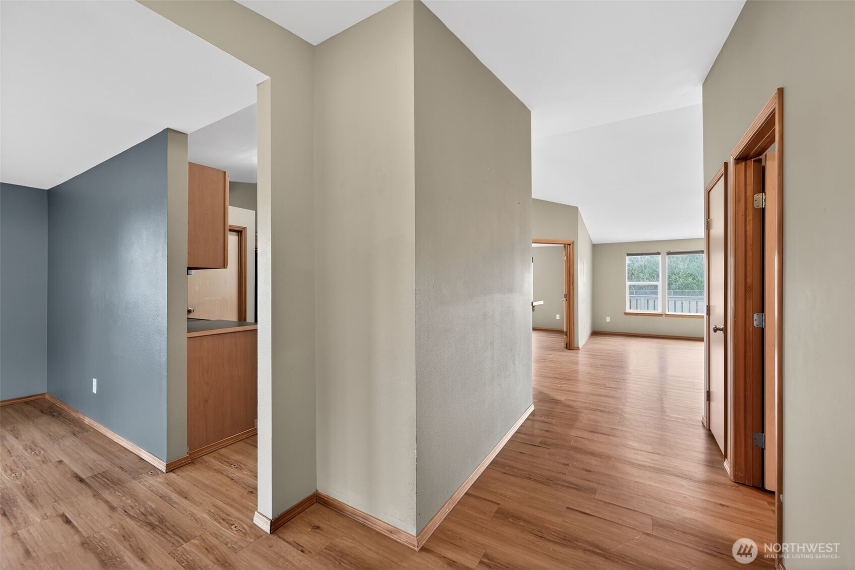 222 Oyler Road Ethel, WA 98542 - Photo 14 of 34 a view of a hallway with wooden floor