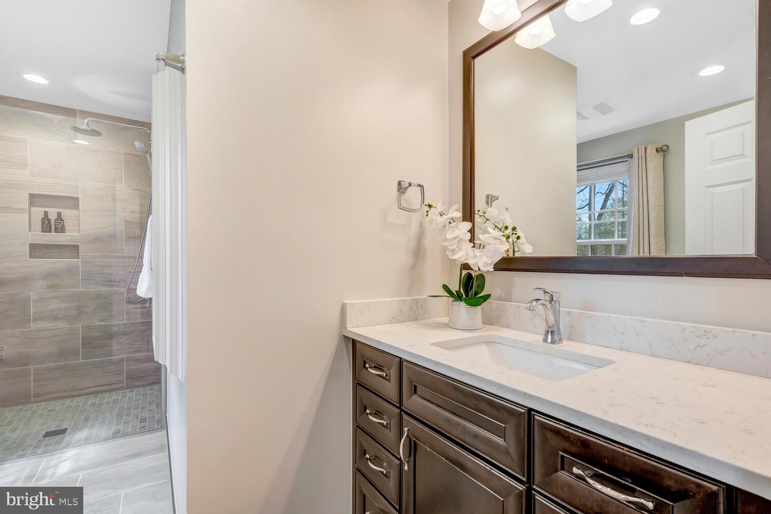 723 Forest Park Road Great Falls, VA 22066 - Photo 40 of 71 a bathroom with a sink and a mirror