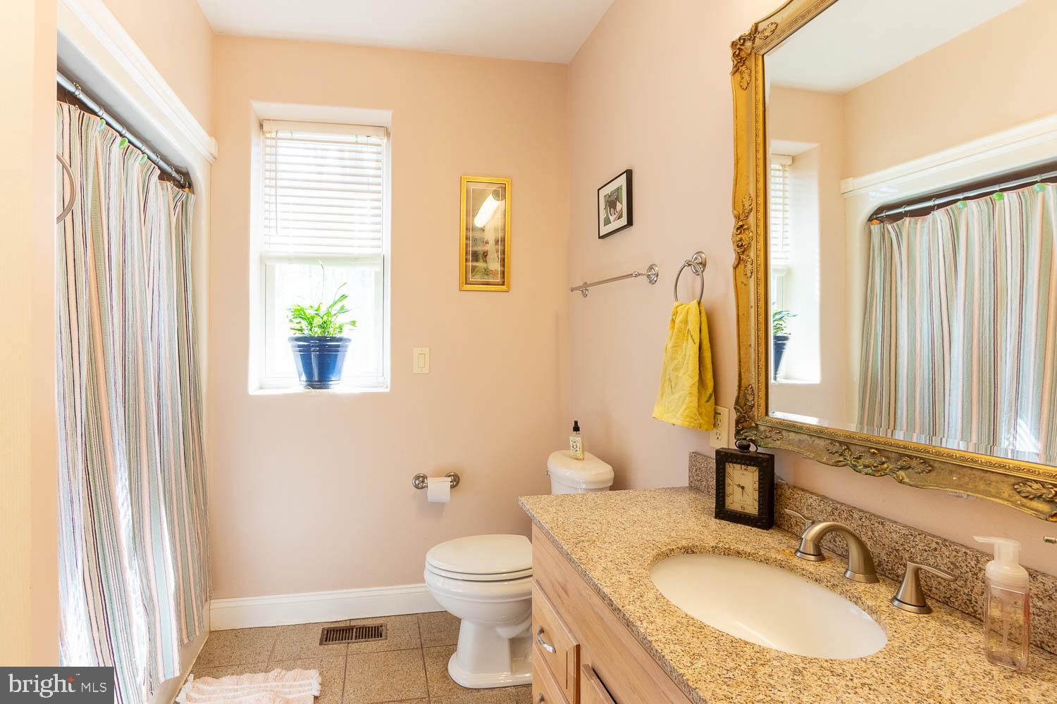 321 Mount Nittany Road Lemont, PA 16851 - Photo 19 of 43 a bathroom with a granite countertop sink and a mirror