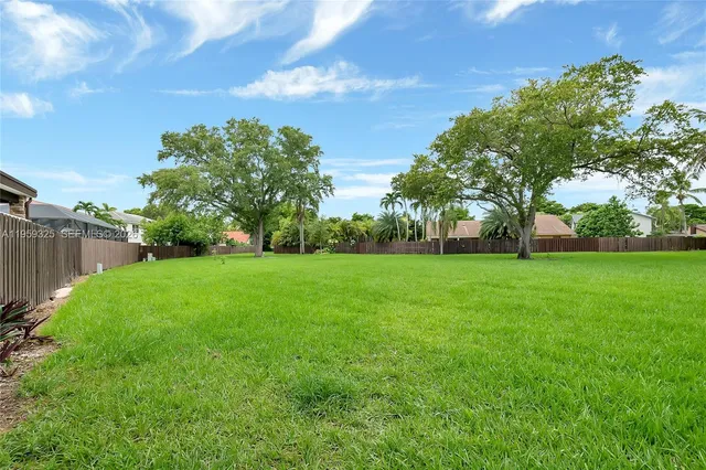 a view of yard with grass & street