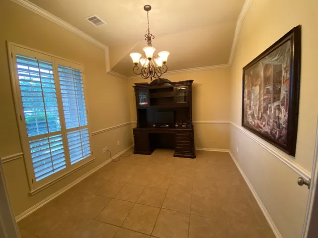 a view of a livingroom with a chandelier