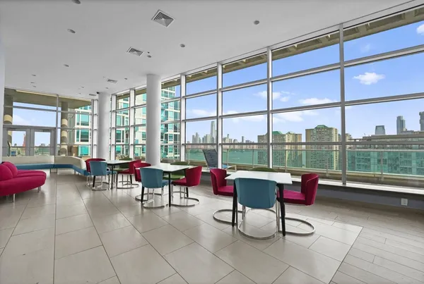 a view of a city with tall buildings