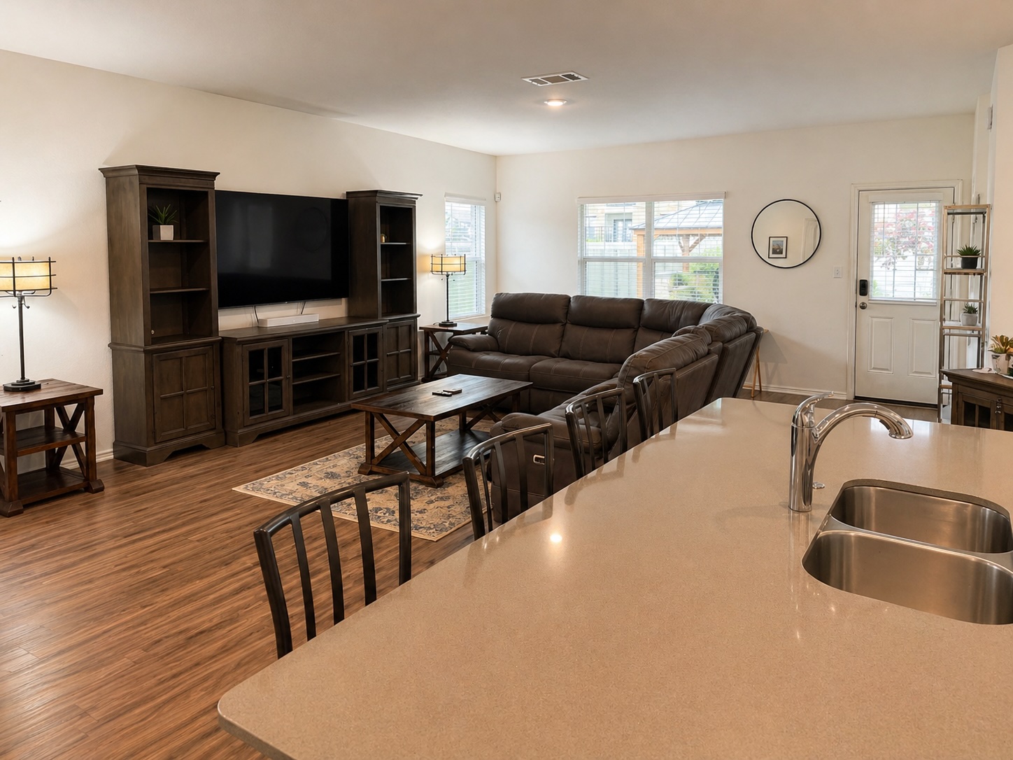 108 Blue Blaze Trail Georgetown, TX 78628 - Photo 3 of 26 a living room with furniture and a flat screen tv