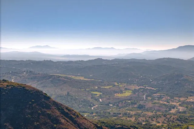 a view of city and mountain
