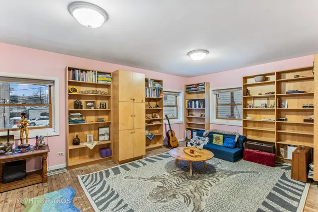 a bedroom with a bed and a closet