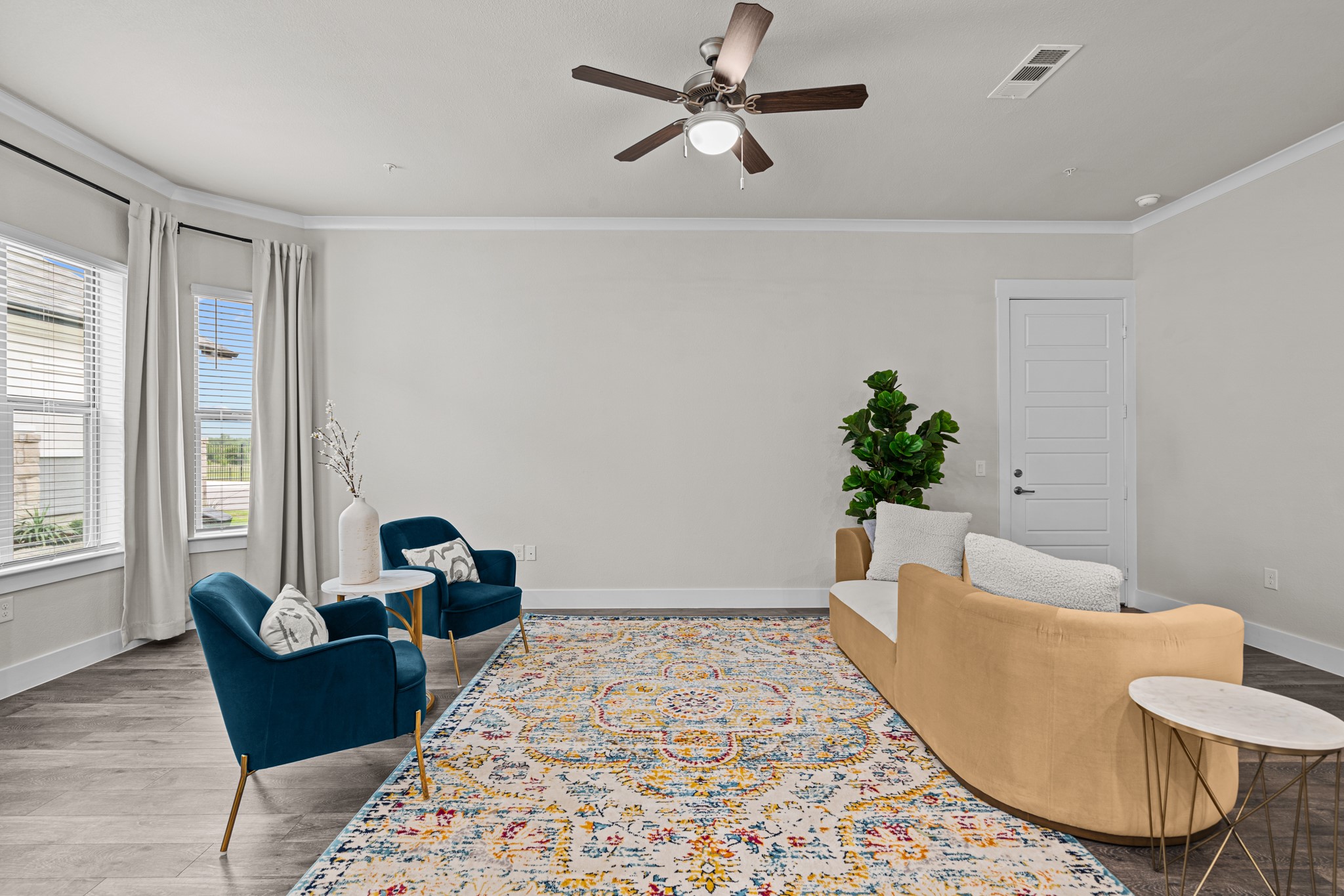 865 Limmer Loop, Unit 811 Hutto, TX 78634 - Photo 9 of 37 a living room with furniture and a potted plant