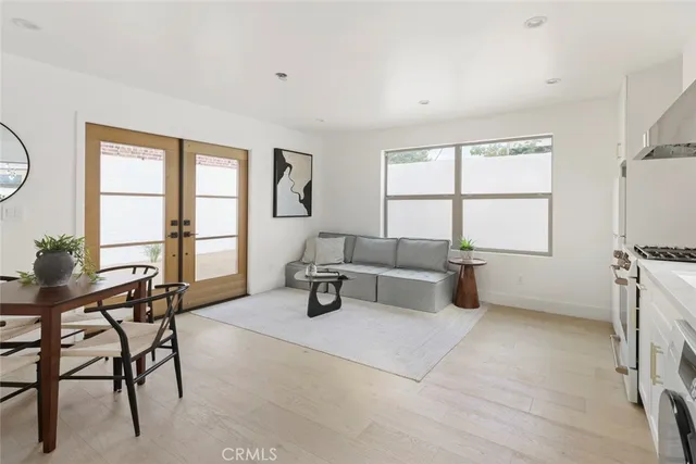 a view of backyard with seating space