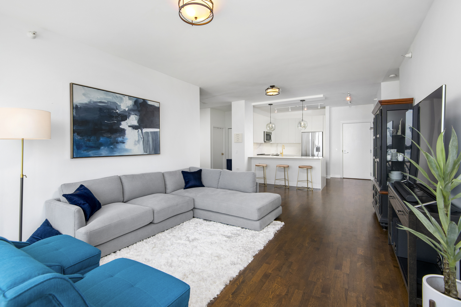 1629 South Prairie Avenue, Unit 1602 Chicago, IL 60616 - Photo 5 of 23 a living room with furniture and a flat screen tv