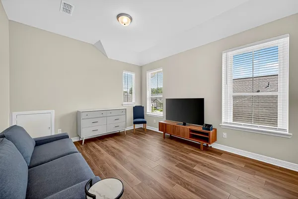 a living room with furniture