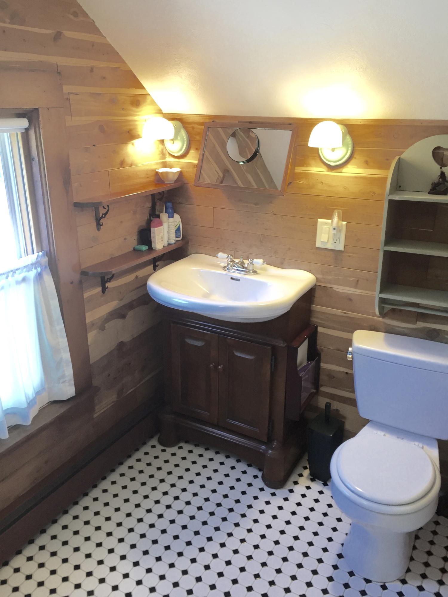 9 Francis Road Truro, MA 02666 - Photo 19 of 34 a bathroom with a sink a toilet and a mirror