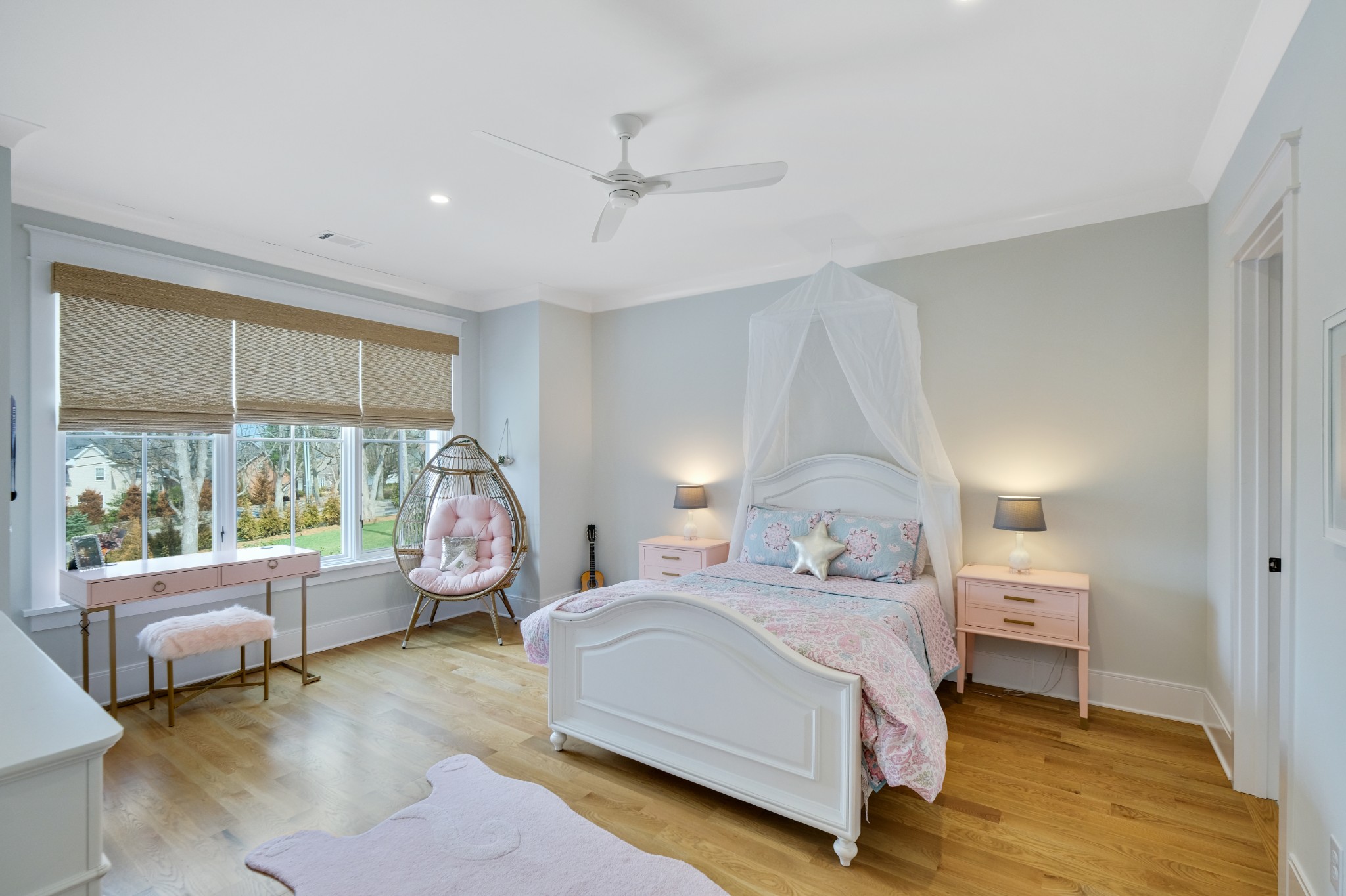 3003 Hobbs Road, Unit B Nashville, TN 37215 - Photo 44 of 70 a bedroom with a bed couch and a large window with wooden floor