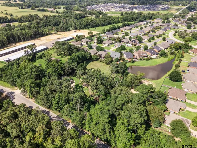 a view of a lake with a houses