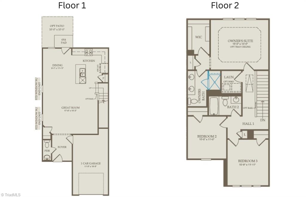 1006 Poets Walk Road Whitsett, NC 27377 - Photo 23 of 23 Floor Plan Level 1 and 2