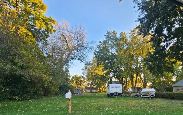 a front view of a house with a yard and a tree