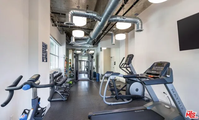 a view of a room with gym equipment