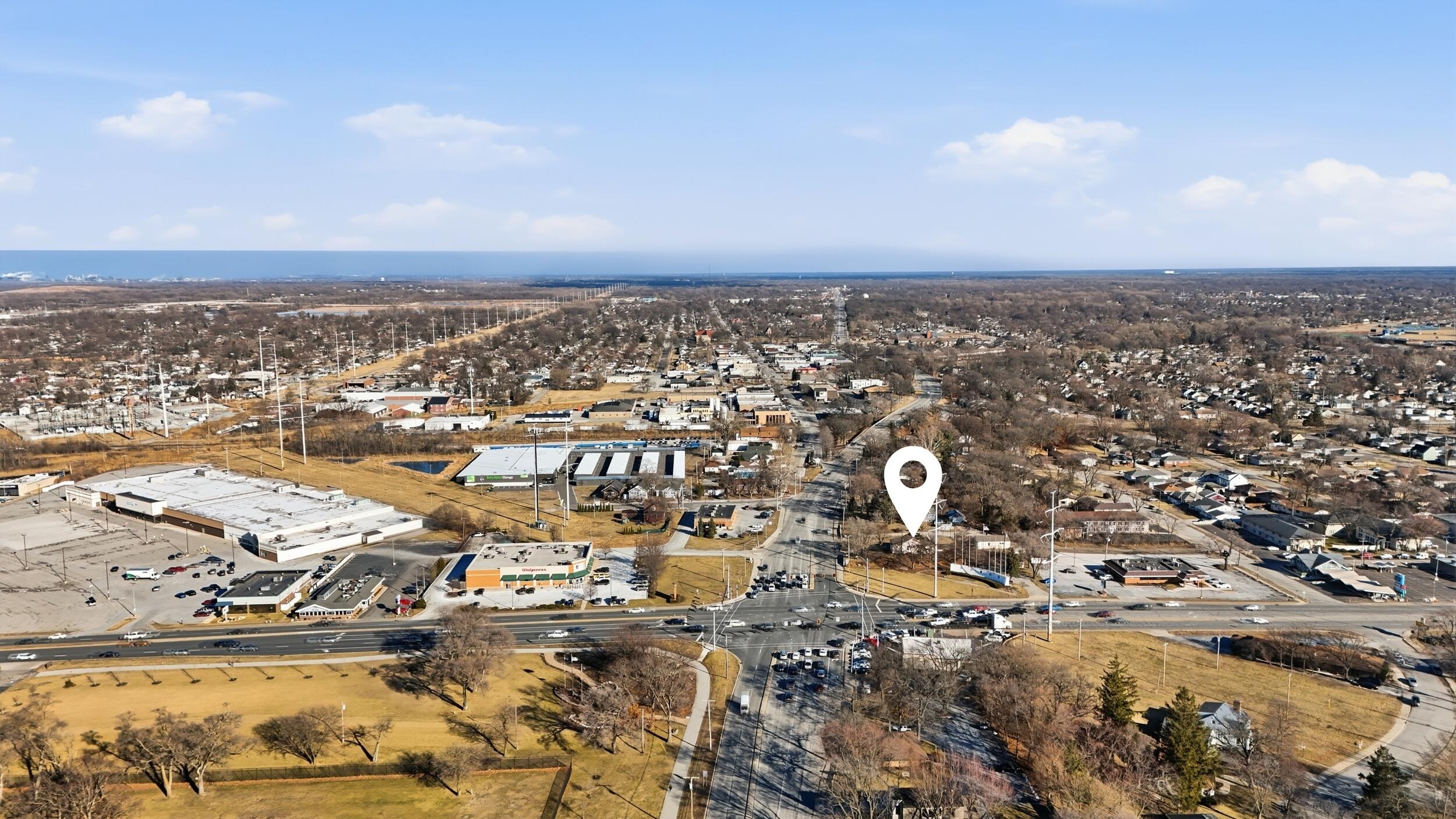 2418 Ridge Road Highland, IN 46322 - Photo 40 of 44 an aerial view of a city with lots of residential buildings
