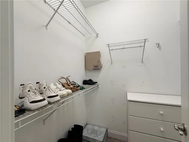 a view of small space with racks on the wall