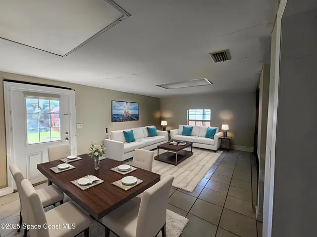 a living room with furniture