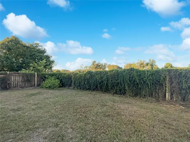 a view of a backyard with trees