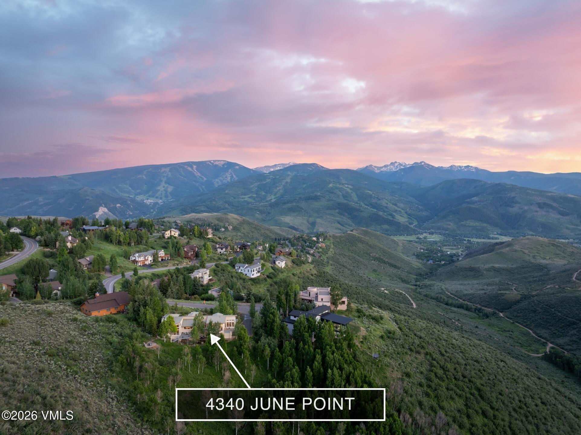 4340 June Point Avon, CO 81620 - Photo 40 of 43 an aerial view of residential house with outdoor space and mountain view