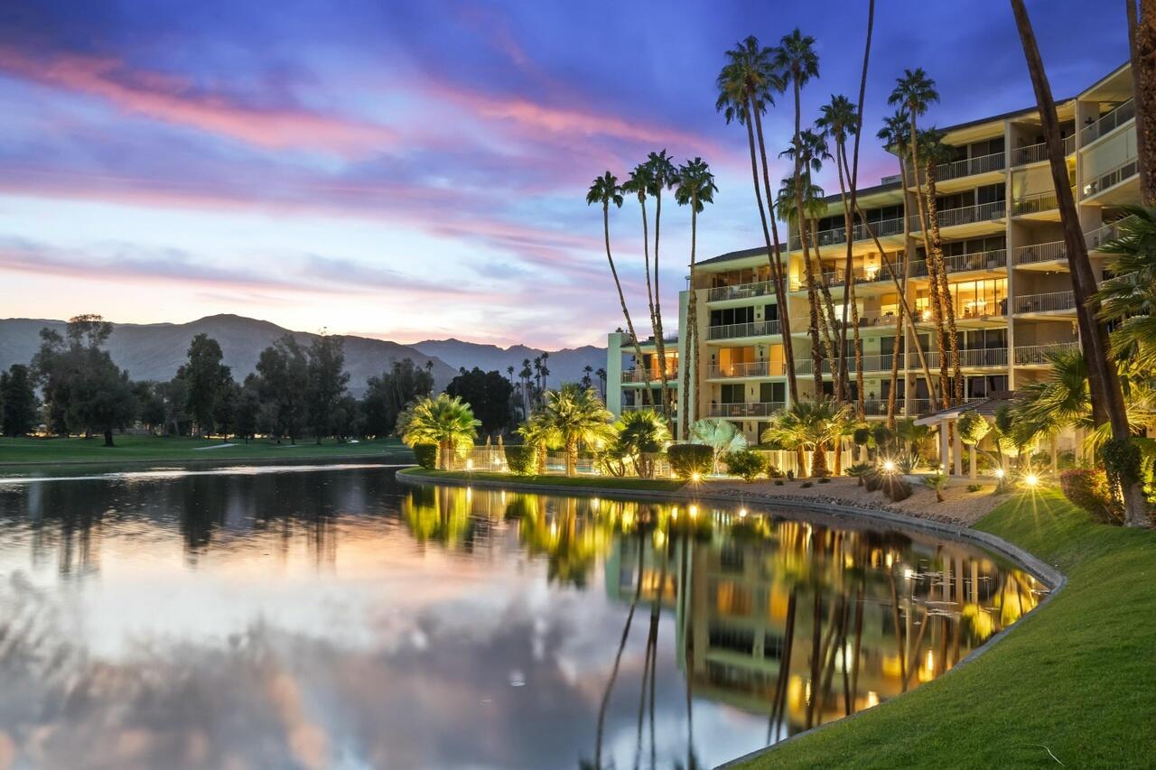 900 Island Drive, Unit 607 Rancho Mirage, CA 92270 - Photo 31 of 33 900 bldg evening lakeside