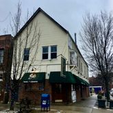 a front view of a building with street