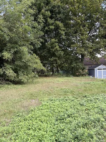 a view of a yard with an trees
