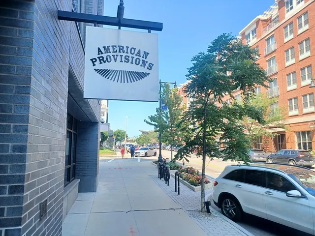 a front view of a building with street view