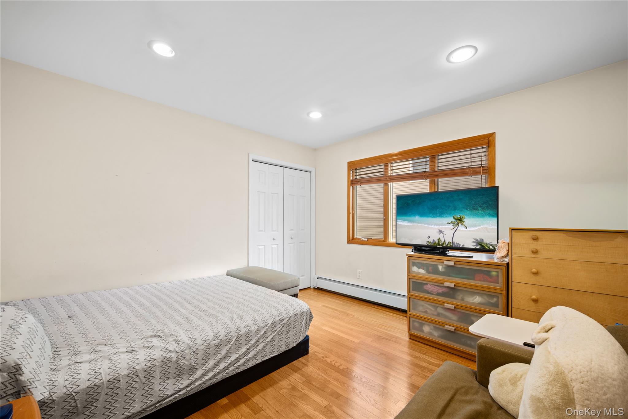 150 Roxton Road Plainview, NY 11803 - Photo 13 of 25 a bedroom with a bed and flat screen tv