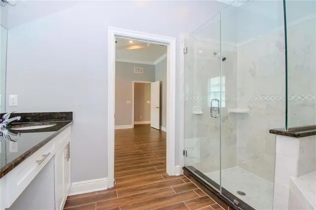 a bathroom with a shower