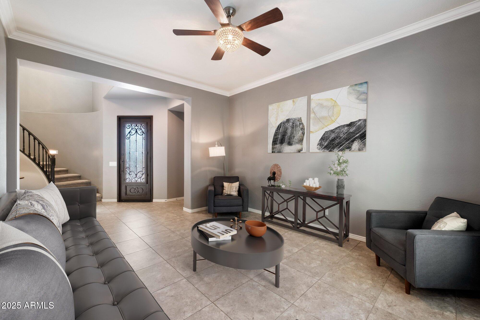 5123 South Mariposa Drive Gilbert, AZ 85298 - Photo 11 of 35 a living room with furniture and a wooden floor