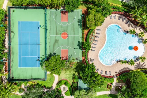 an aerial view of a house