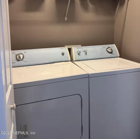 a close up view of washer and dryer