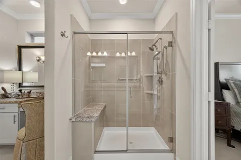 a bathroom with a shower
