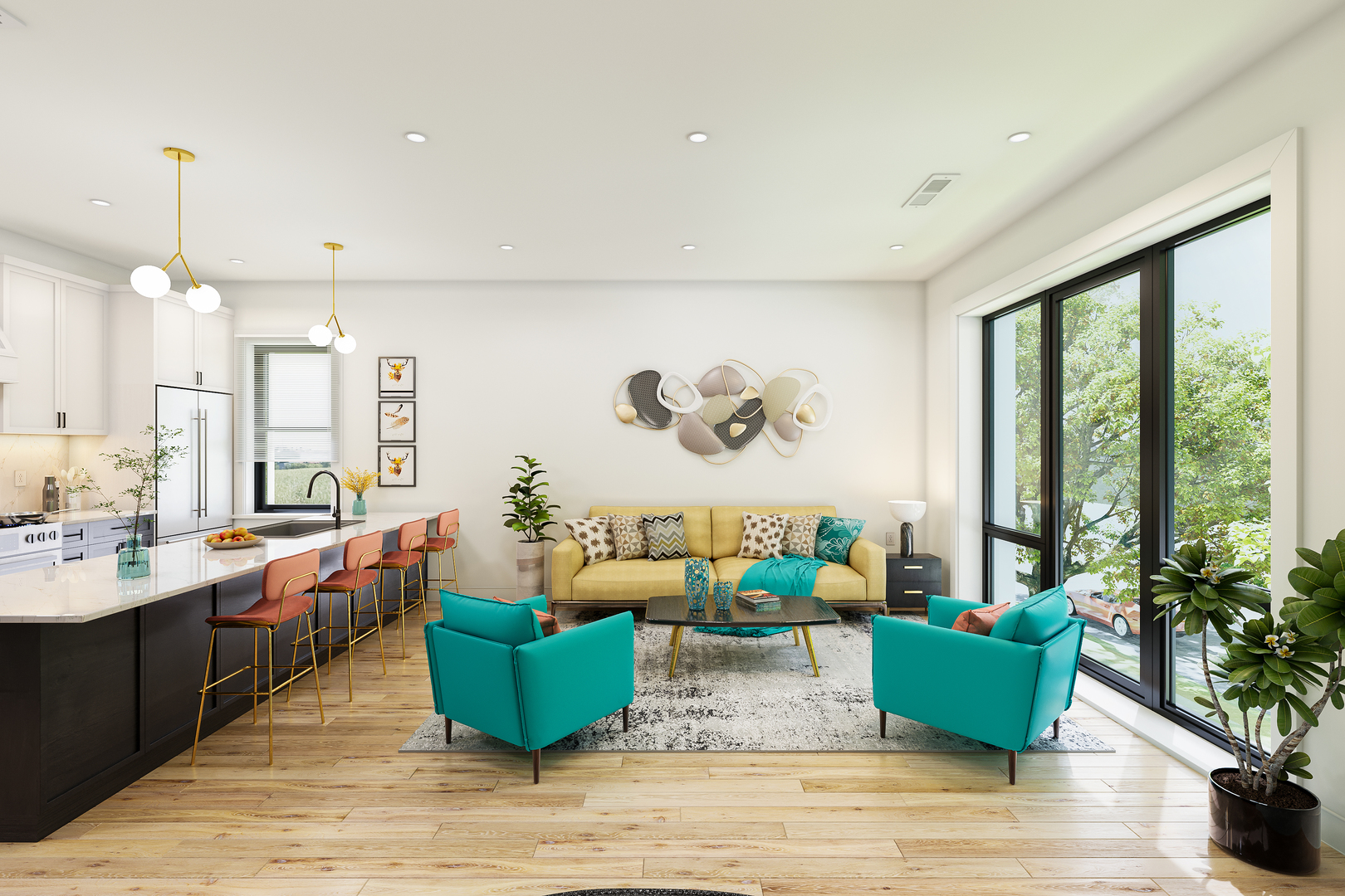 2636 West Evergreen Avenue, Unit 2 Chicago, IL 60622 - Photo 2 of 6 a living room with furniture and a large window