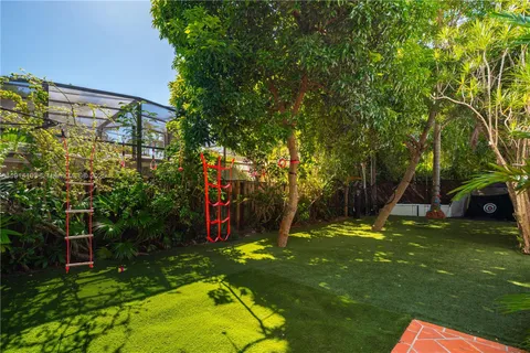 a view of a park with slides