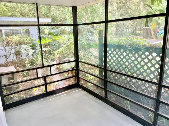 a view of a black and white window