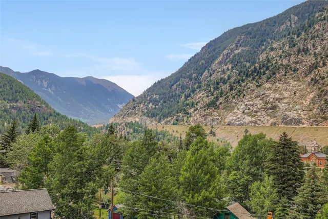 a view of a large mountains with green field in front of it